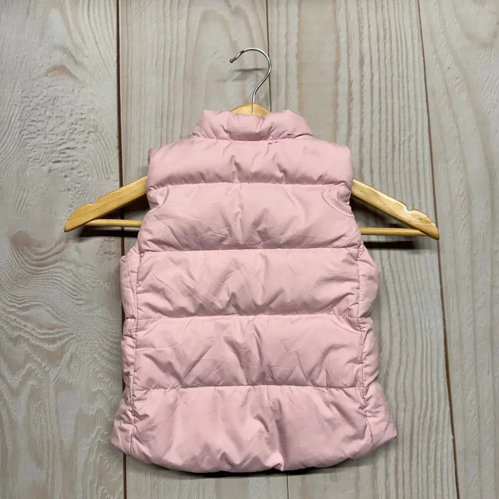 Ralph Lauren Girls Reversible Puffer Toddler 2/2T Duck Down Vest White Pink